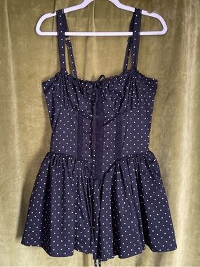 Black Polka Dot corset dress with Lace Trim
